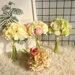 27 см Элегантные Красивые Искусственные розы искусственные шелковые цветы Свадебный букет украшения Наклейка для вечеринки Florals