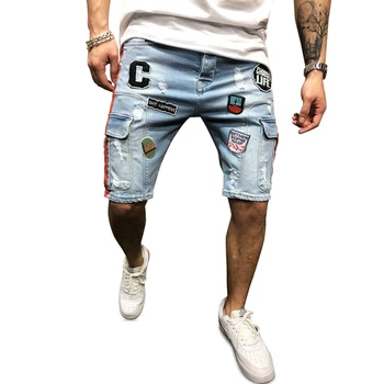 

Men's Jeans Shorts Men Sticker Pants Casual Beach short Pants for men