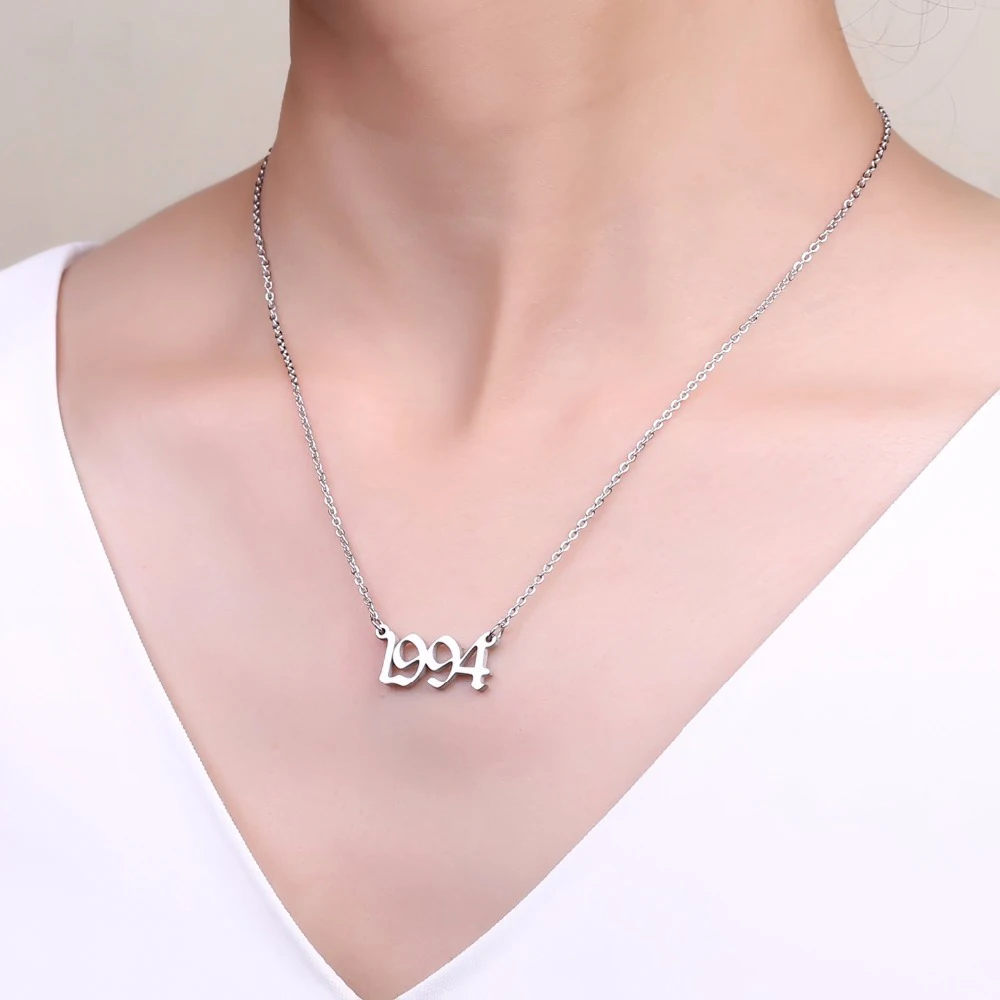 

3 colors Stainless Steel Old English Numbers Necklace Roma Number Date Custom Necklaces & Pendants Personalized Choker Jewelry
