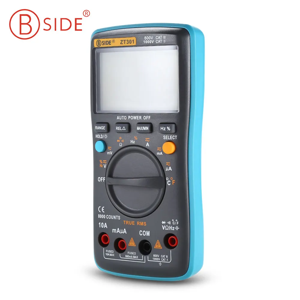 BSIDE ZT301 8000 отсчетов Цифровой мультиметр ЖК дисплей True RMS Авто Диапазон переменного