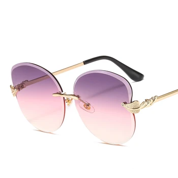 

fashion new frameless sunglasses women's trend brand design glasses men's and women's retro sunglasses UV400