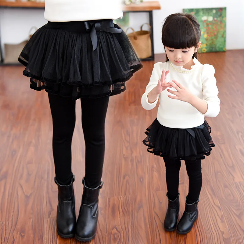 Baby Mesh Skirts Pants Girl Leggings With Skirts Patchwork Infant Girl