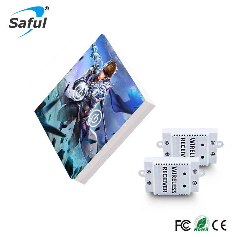 

Saful 2 gang 2 Way Remote Control Touch Switch Painting DIY Customized Wireless Touch Switch