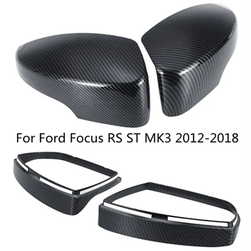 

For Ford For Focus RS ST MK3 2012-2018 ABS Carbon Fiber Color Side Door Mirror Cover Rainproof Visor Frame Sun Guard Sticker