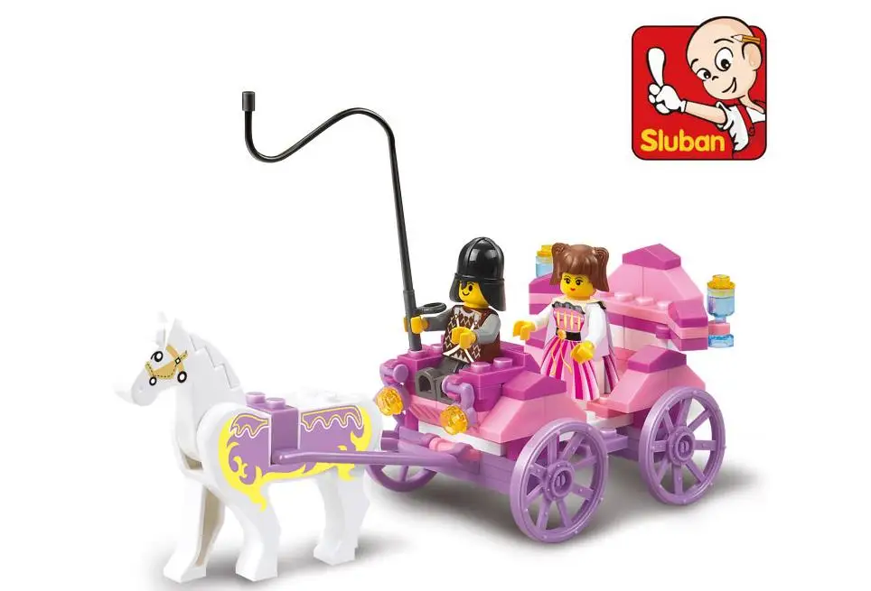 

Compatible LegoINGly Girls Building Blocks playmobil Princess Royal Carriage Wagon Bricks Toys best gifts for Children