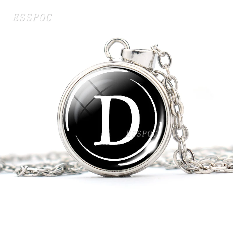 26 ожерелье с буквами алфавита буквы A-Z принт ожерелье с кнопкой стеклянный подвесной брелок украшения из букв Для мужчин Для женщин моды - Окраска металла: letter D