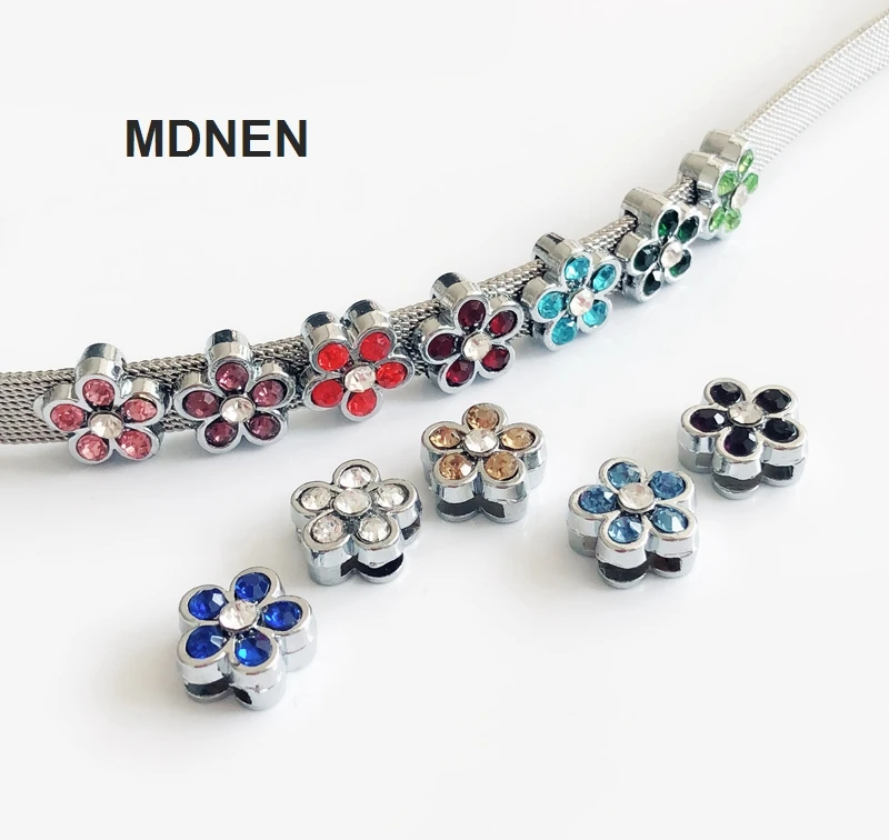 

CCOR 30pcs-100pcs DIY accessory zinc alloy 8mm Flower Slide Charms Beads DIY 8MM Pet Dog Cat Tag Collar Wristband