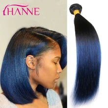 7A Ombre Blue Black Weave 4 Bundles Brazilian Straight Hair Extensions 1B/blue 100% unprocessed Remy Human Hair Bundles 2 Tones