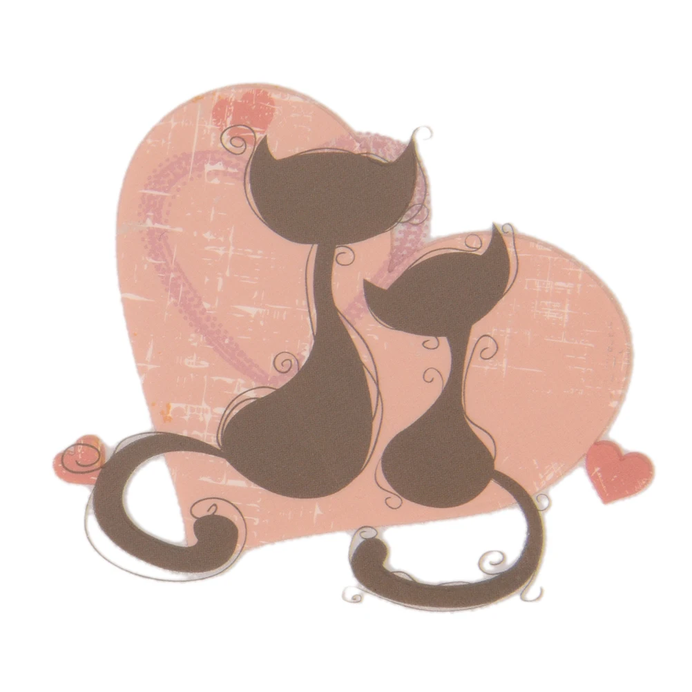 

DIY Cat Heart Patch Iron On Transfers For T Shirt Clothes Applique Hot Heat Vinyl Thermal Transfer Stickers Fabric Badges