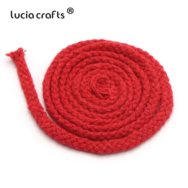 Lucia crafts, 5 м/22 м, разноцветные хлопковые шнуры, плетеная веревка, декоративный шнурок, шнурок, DIY, аксессуары для дома ручной работы W0210 - Цвет: C7  Red  5m