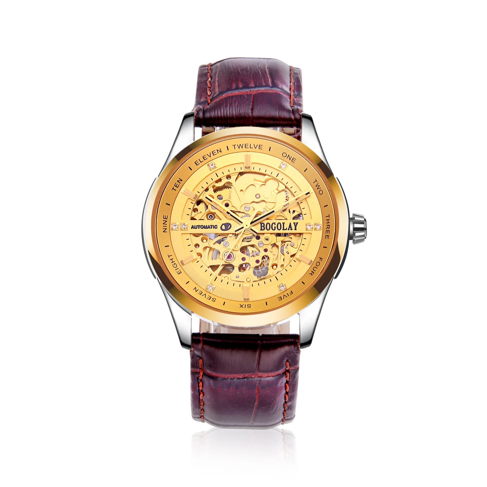 

2019 New Hollow Out Noctilucent Fully Automatic Mechanics Wrist Watch Male Non Quartz Watch Waterproof Fashion Casual B6110-2