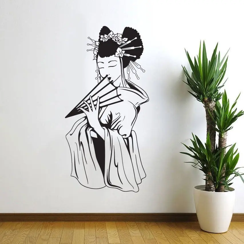 

Oriental Woman Girl Japanese Geisha Wall Decal Decor Sticker Art Vinyl Wall Flower Sexy Lady Wallpaper Mural D304