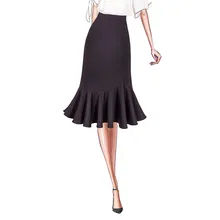 Летняя Офисная Женская юбка, мини-юбка с рюшами, однотонная черная юбка, женские элегантные вечерние юбки с завышенной талией, Милая юбка