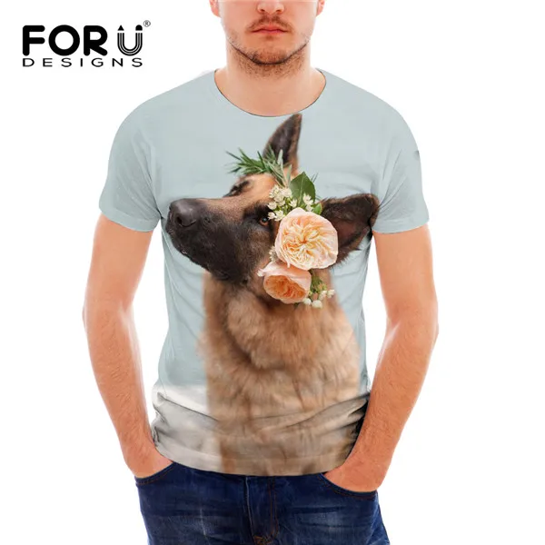 FORUDESIGNS/крутая немецкая овчарка, 3D печать, мужская летняя футболка, дышащие топы с коротким рукавом, футболки, новинка, мужская одежда - Цвет: H9262CF