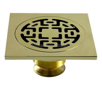 

Gold Color Brass Bathroom Floor Drain Waste Grate Shower Drainer Whr005