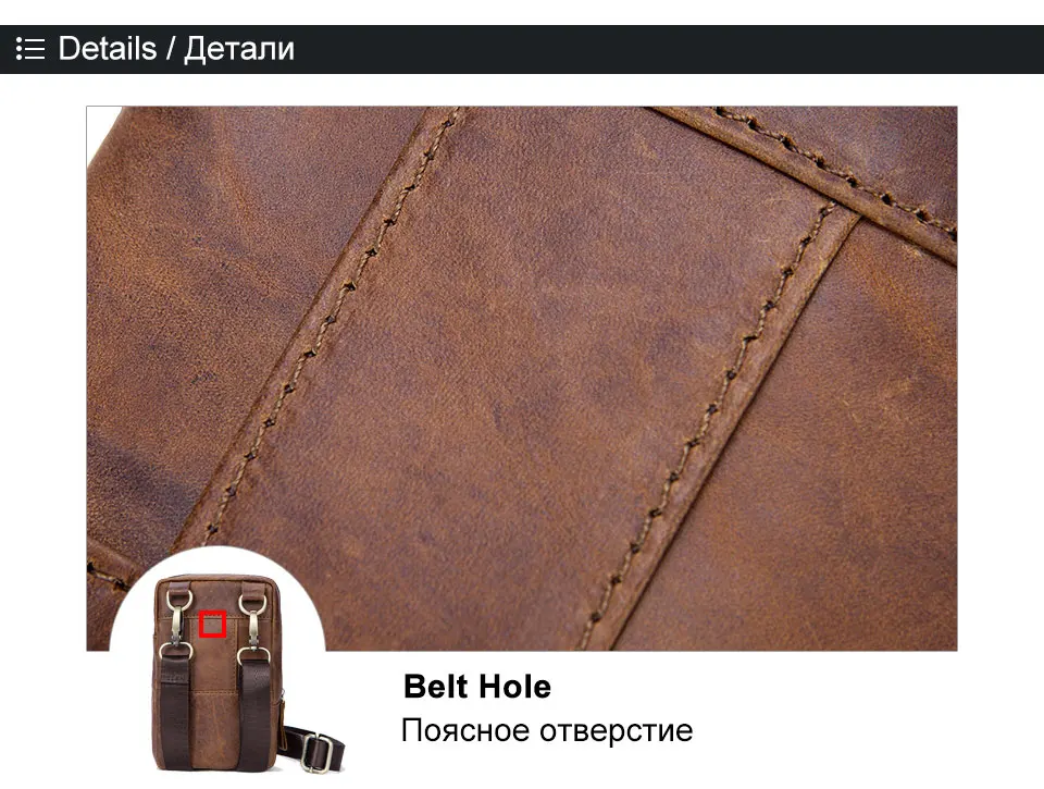 8 genuine leather bags waist packs for men