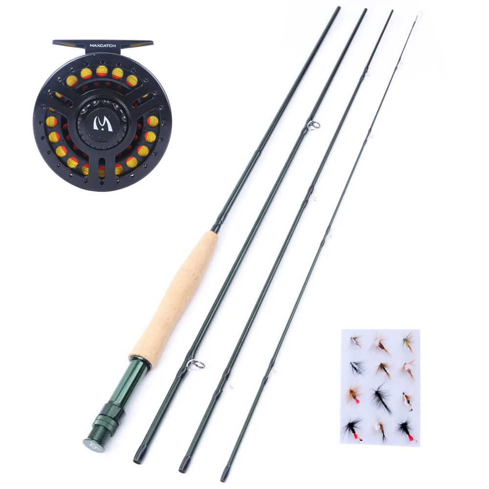 Maximumcatch Fly Fishing Combo 9'5WT Fly Fishing Rod with 5/6WT Graphite Reel +  Line + Flies