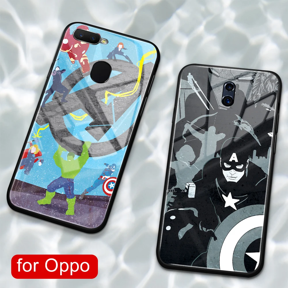 Чехол для Oppo R9 plus стеклянный мобильного телефона marvel чехол R9S R11 R11S Plus R17 R15 F9 Pro Find X