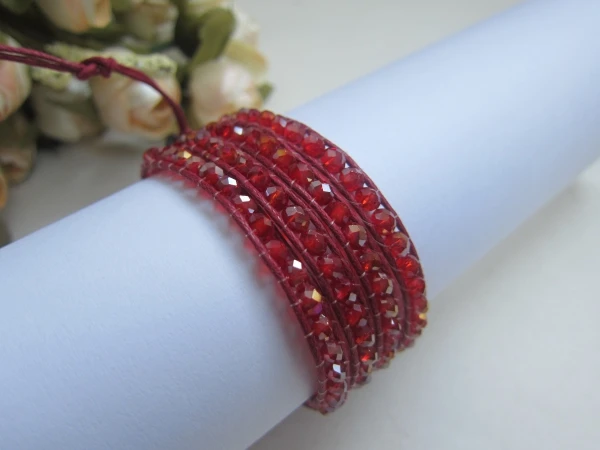 

2017 Promotion Strand Bracelets Women Stainless Steel Trendy Hot Sale Fashion Jewelry 4mm Dark 4 Round Crystal Wrap Bracelet