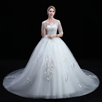 

Beads Wedding Gowns Plus Size Luxury Wedding Dress Princess Lace Vintage Bridal Dresses Corset Back Gelinlik Matrimonio Boda