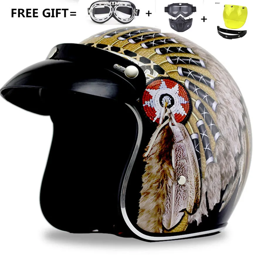 

New arrival helmets open face 3/4 helmet personalized mens womens vintage retro motorcycle cascos de motociclistas helmets