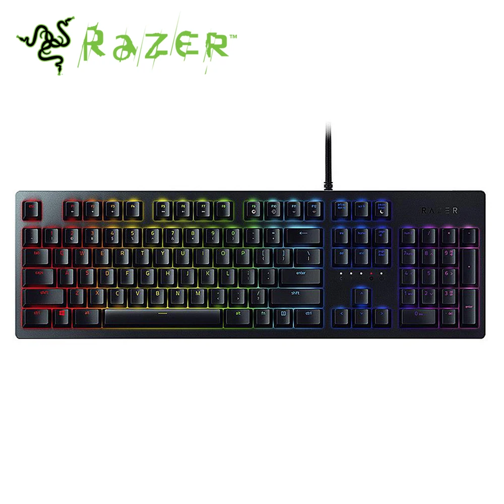 

Razer Huntsman Wired Mechanical Gaming Keyboard RGB Backlit Ergonomic Wrist Rest Tactile Switches Keyboard Gaming For PC/Laptop