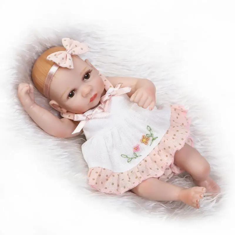 Силиконовые Мини-куклы reborn baby dolls, полное тело, две сестры, 26 виниловых реалистичных детских кукол для девочек с закрытыми глазами, открытая детская игрушка для сна - Цвет: girl doll