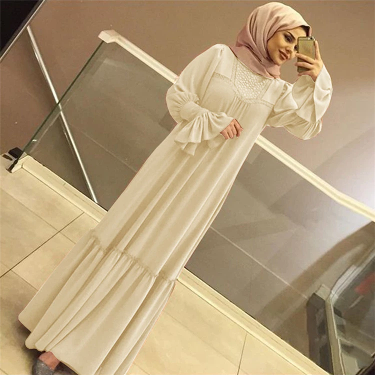 WEPBEL арабское мусульманское модное платье однотонное платье, длинный рукав-колокол, плиссированное, большие качели, платья больших размеров S-5XL