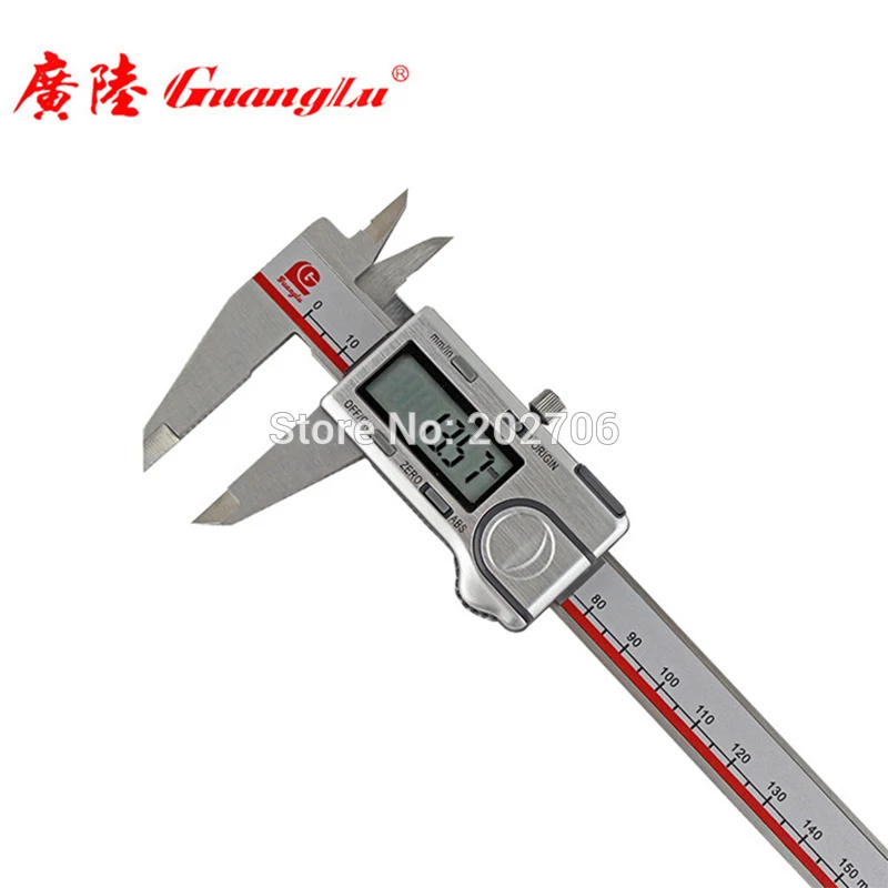 Guanglu бренд происхождения режим цифровой суппорт 0-150 мм 6 дюймов 0,01 мм Источник электронный цифровой штангенциркуль микрометр, толщиномер