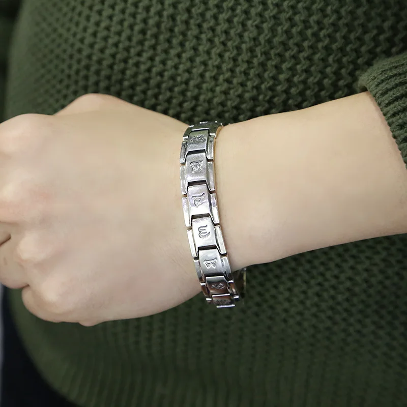 

Pure 925 Sterling Silver Six words men's New Bracelet Personality Retro Buckle Thai silver Classic Wrist Ornaments Birthday Gift