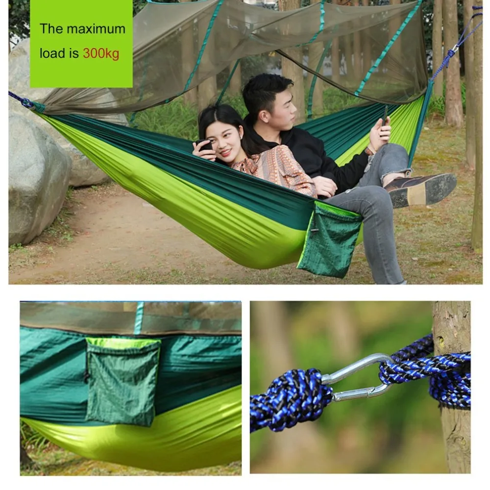 

Large Nylon Outdoor Hammock Parachute Cloth Fabric Portable Camping Hammock With Mosquito Nets 260cm*130cm Drop Shipping