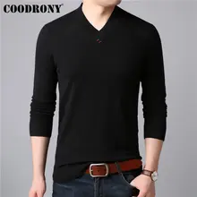 Мужские свитера COODRONY, новинка, кашемировый хлопковый свитер, Мужская трикотажная одежда, Повседневный пуловер на пуговицах с v-образным вырезом, Мужская 91004