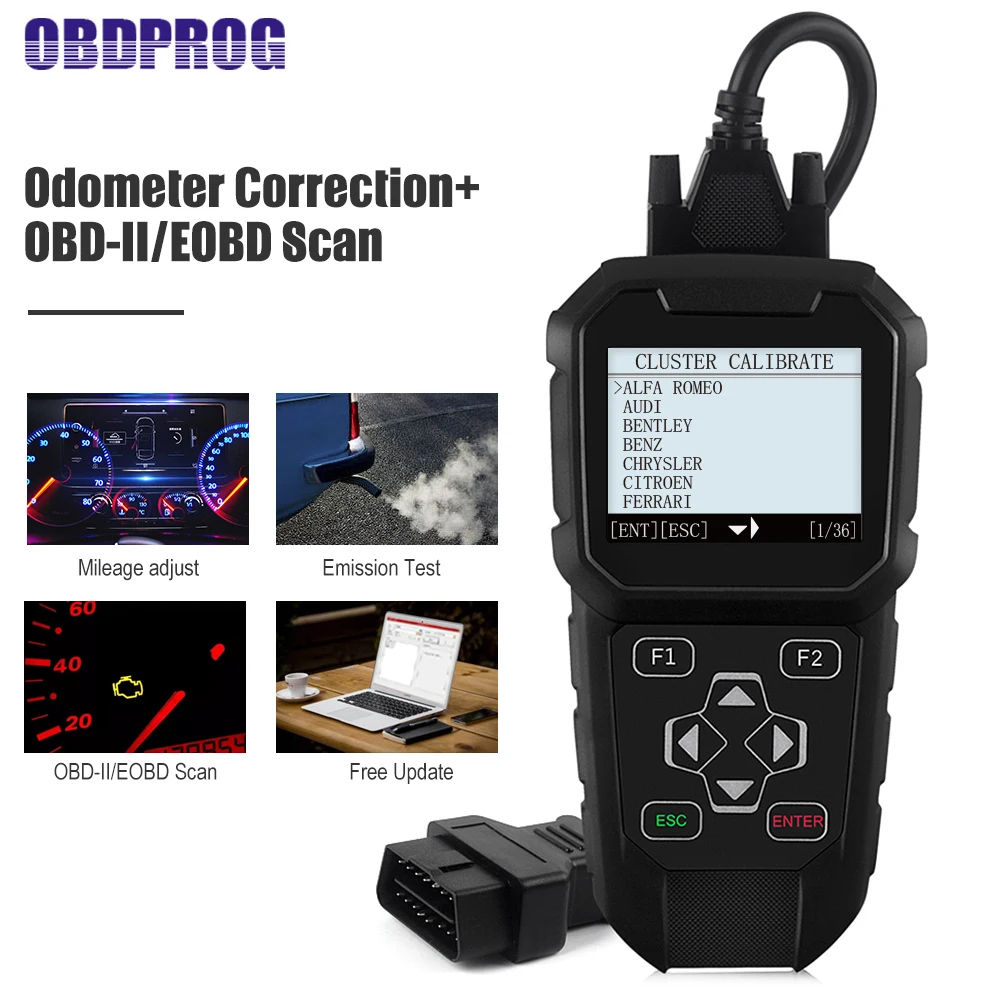 

OBDPROG MT401 OBDII Professional Mileage Adjustment Odometer Correction Tool OBD2 Key Programmer Diagnostic Tool Free Update