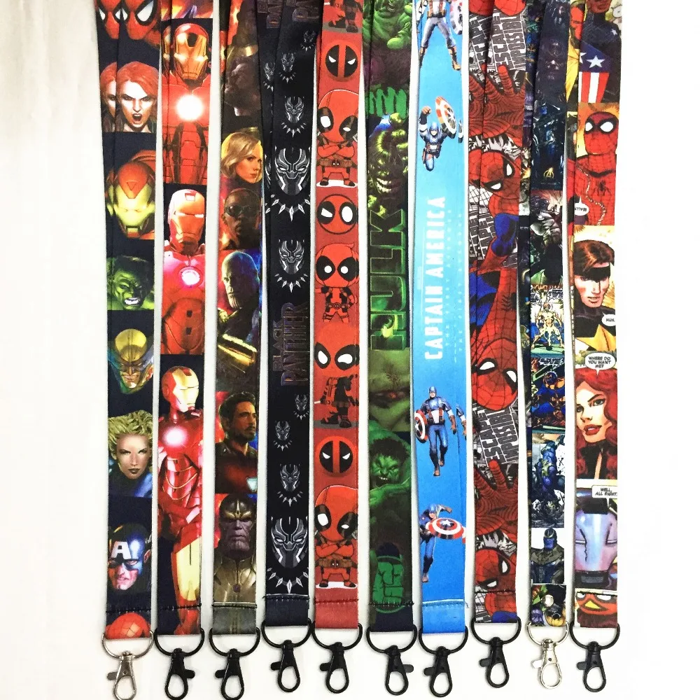 

10 pcs/lot Marvel Avengers Infinity War lanyard ID badge card holder keychain Neck straps for mobile phone Cosplay accessories