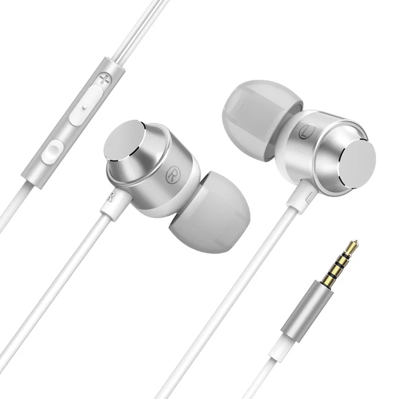 Earphone For Oukitel K10000 Max C8 K4000 Plus K5000 K3 U20 Plus U7 Max Earphones 3.5 mm Jack Earbuds Heavy Bass HIFI Earpiece - Цвет: Silver