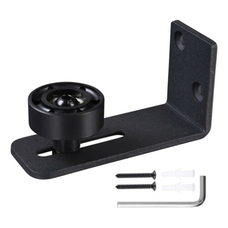 Home Tools Black Adjustable Door guide roller Wall-Mounted Bottom Stay Sliding Barn Hardware Accessories Durable