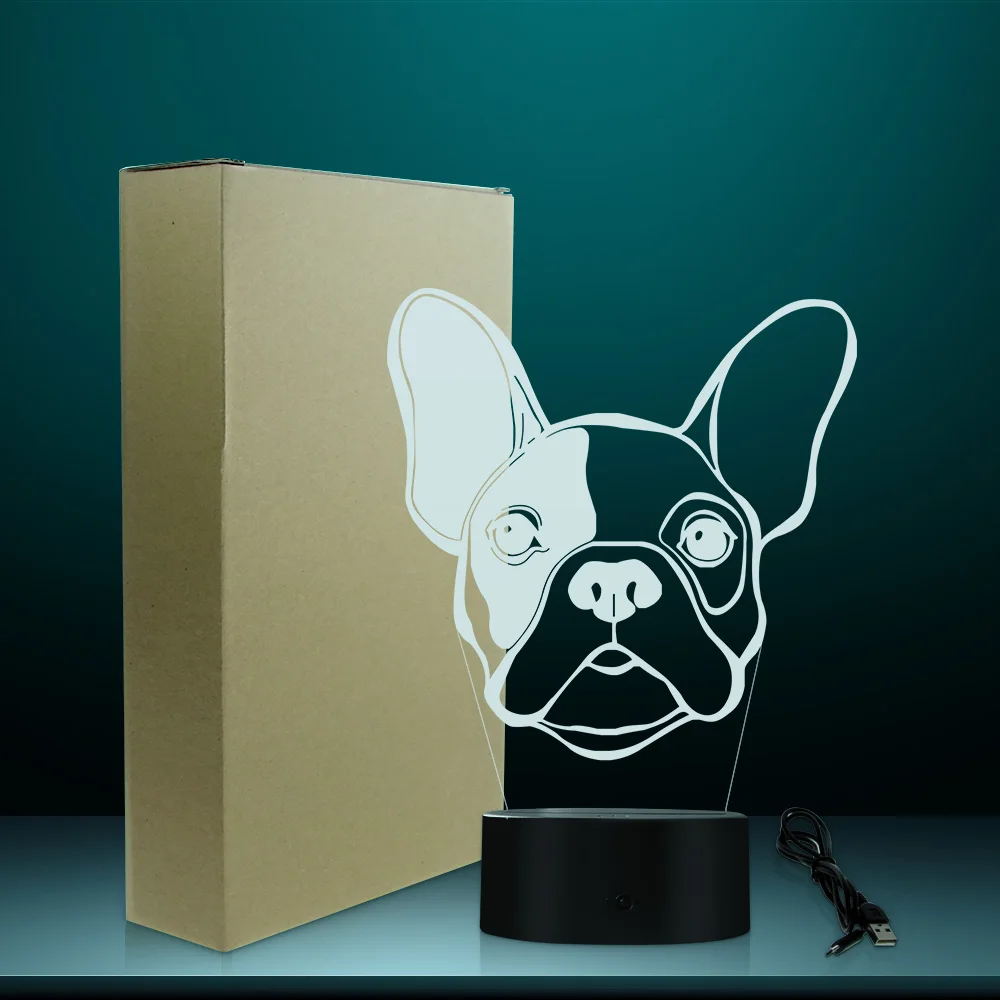 1 шт 3D Французский бульдог Разработанный лампа питомец щенок-Мопс украшение на стол для дома лампа собака портрет детская комната