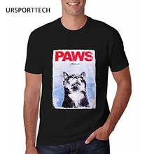 URSPORTTECH PAWS Mens Funny T Shirt Jaws Cat Fitness cotton tshirts homme Camiseta Shirt Graphic Tee Summer Print tops tees