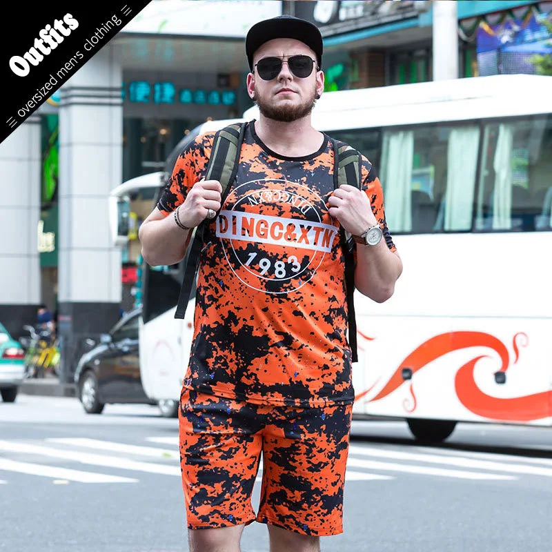 2018 Quick Dry Breathable T-Shirt Shorts Suit For Men Casual Men's Sets Polyester Tracksuits 2pc Plus Size 5xl 6xl | Мужская одежда