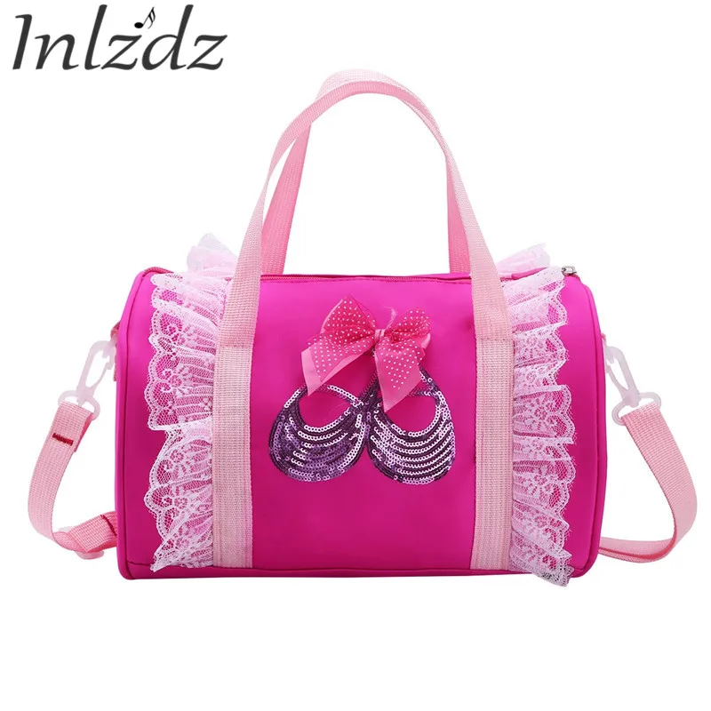 

Pink Child Ballet Lace Bags Womens Ballet Sports Yoga Dance Gymnastic Bag For Girls Handbag Crossbody Cavans Large Capacity Bag