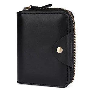 

Cowhide Leather Wallets Men Short Hasp Casual Black Zipper Coin Purses Male Money Bags Credit Card Holder Clutch Wallets black