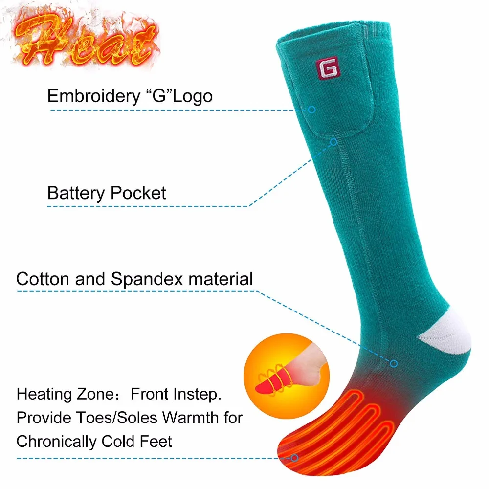 Перезаряжаемые электрические батареи с подогревом теплые носки комплект для хронически холодных ног, Крытый Открытый Спорт термальные носки для мужчин и женщин