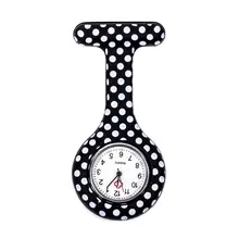 Черный белый узор в горошек Силиконовые Медсестры Брошь Туника Брелок карманные часы из нержавеющей стали Циферблат