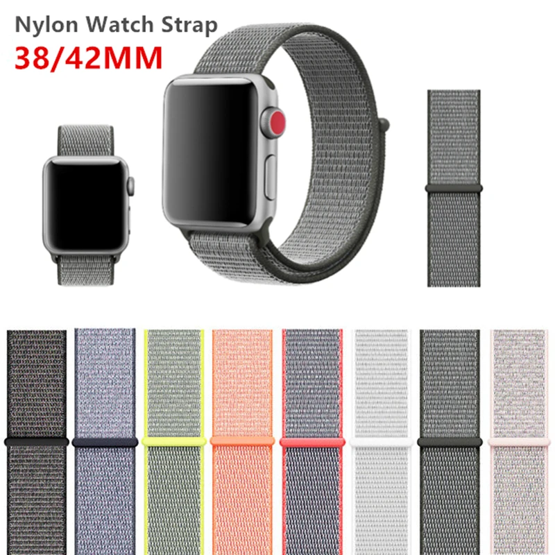 

New Arrival Colors Nylon Sport Loop Replacment Band For Apple Watch Series 3/2/1 Lightweight Soft Breathable Woven Strap 42/38MM