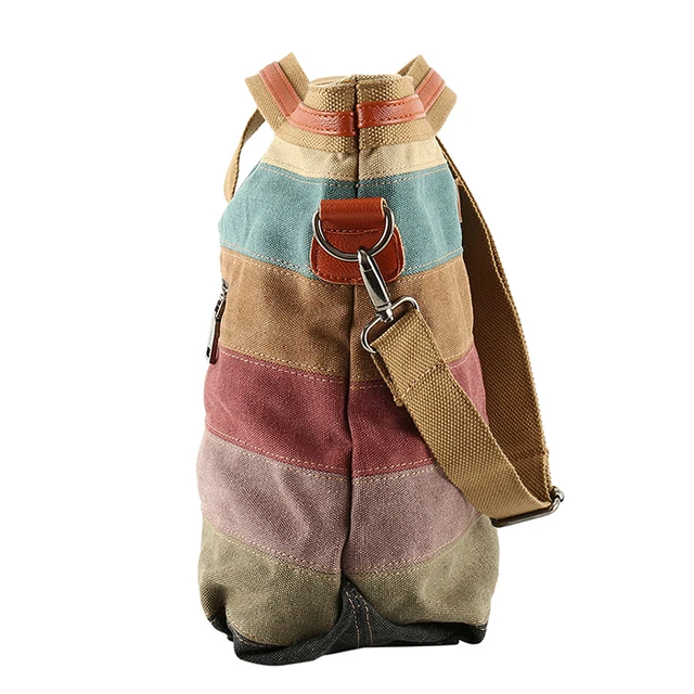 Colorful Women Canvas Shoulder Bag Large Satchel Handbags Las Colorful Women Canvas Shoulder Bag Large Satchel Handbags Las Patchwork Crossbody Messenger Casual Tote