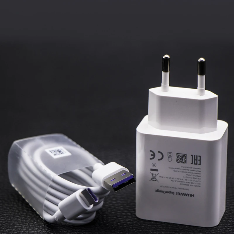 HUAWEI Original Fast Charger Mate 9 10 Mate 20 Pro P20 Supercharge Quick Travel Wall Adapter 4.5V5A/5V4.5A Type-C 3.0 USB Cable - Тип штекера: charger and cable