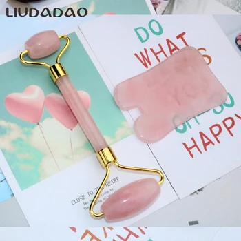

Face Massager Set Jade GUASHA Rose Quartz Face Rollers Beauty Skin Care Stone Massager Rollers SPA Health Care Relax GUASHA Tool