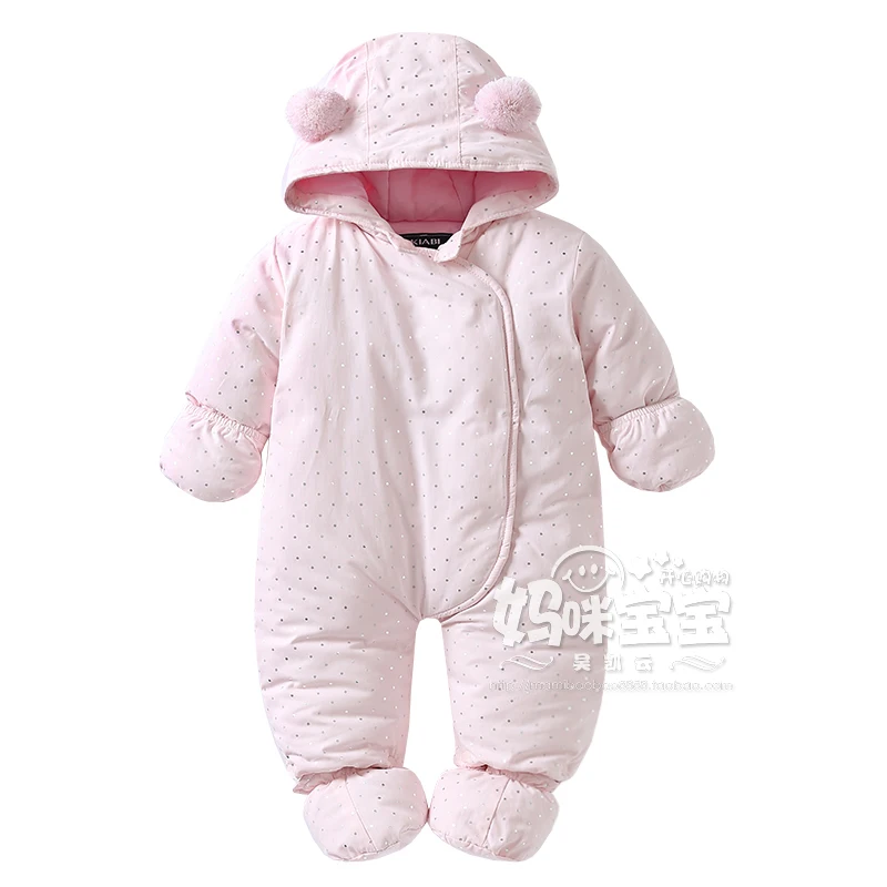 Spring autumn winter newborn thickening cotton romper girls clothing long sleeve jumpsuit with a hood cotton cute baby romper dinstry 2018 spring and autumn newborn baby cotton long sleeve romper lion pattern