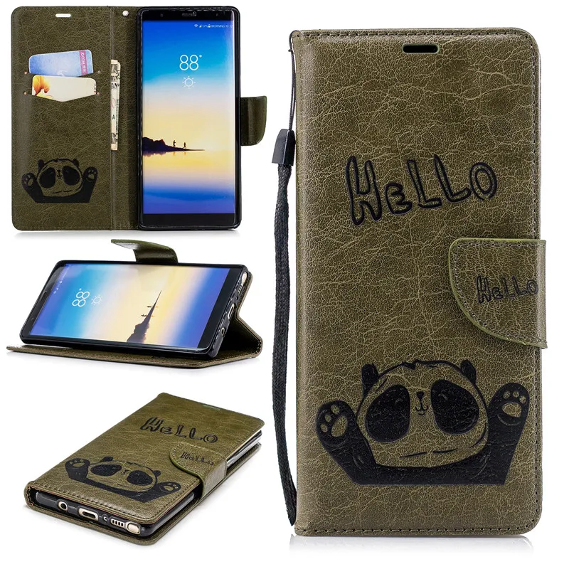 For Samsung Galaxy Note8 Note9 Case PU Leather 3D Hello Panda Embossing Stand Flip Case For Samsung Note8 Note9 Cell Phone Cover (10)