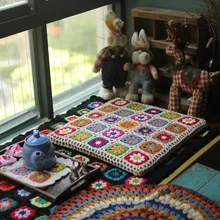 Handmade South Korean TV square thick sofa mat Tea Ceremony Hand hooked fashion crochet blanket cushion